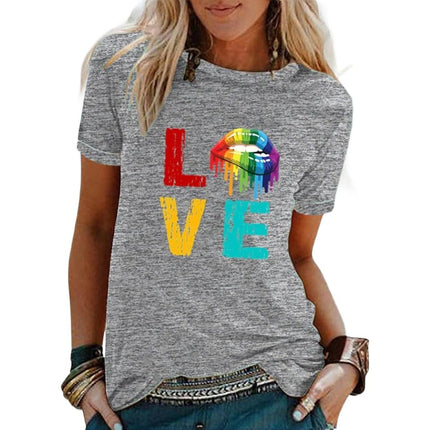 Womens Short Sleeve Graphic Tops Round Neck Tees Summer Cute T Shirts