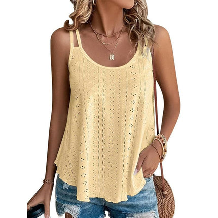 Womens Tank Tops Spaghetti Strap Camisoles Embroidery Scoop Neck Tops