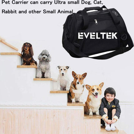 Soft Sided Small Pet Carrier Travel Bag with Shoulder Strap & Removable Plush Mat for Cats Kitten Rabbits and Other Ultra Small Animals (S, Black)