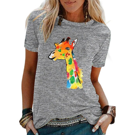 Women's Tops Casual Funny Print Graphic Tee Crew Neck Short Sleeve Summer T Shirts