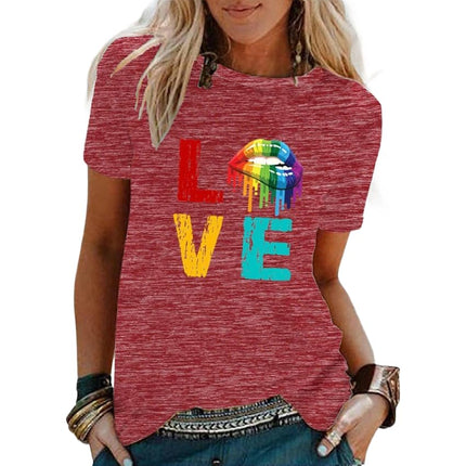 Womens Short Sleeve Graphic Tops Round Neck Tees Summer Cute T Shirts