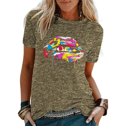 Women's Funny Print T Shirts Graphic Tees Short Sleeve Round Neck Summer Tops