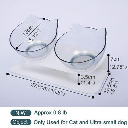 Cat Food Bowl, Double Food Water Dish Feeding Bowls for Cats and Small Dogs with Raised Stand