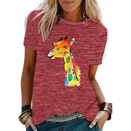 Women's Tops Casual Funny Print Graphic Tee Crew Neck Short Sleeve Summer T Shirts