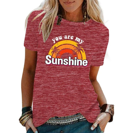 Womens T Shirt Summer Graphic Short Sleeve Crewneck Tees Casual Tops