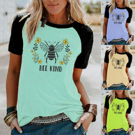Women’s Graphic Print Raglan Short Sleeve Tops Crew Neck Casual T Shirts