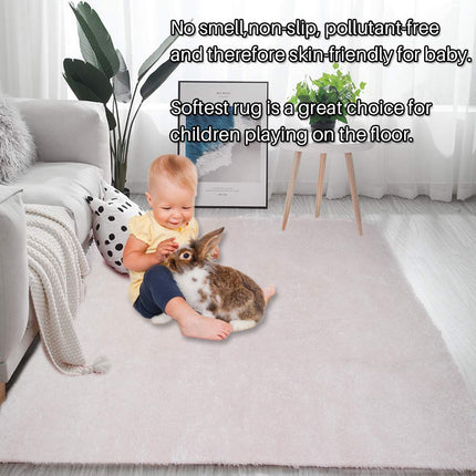 Area Rugs, Home Decor Super Soft Touch Feeling Indoor Modern Shaggy Fluffy Carpet Anti-Skid Area Rug Comfortable Memory Foam Padding for Living Room Bedroom Grey