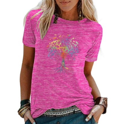 Womens Summer Funny Print Tops Short Sleeve Round Neck T-Shirts