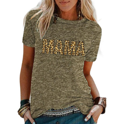 Womens Summer Casual T Shirts Letter Print Short Sleeve Tops Loose Fit Crewneck Top