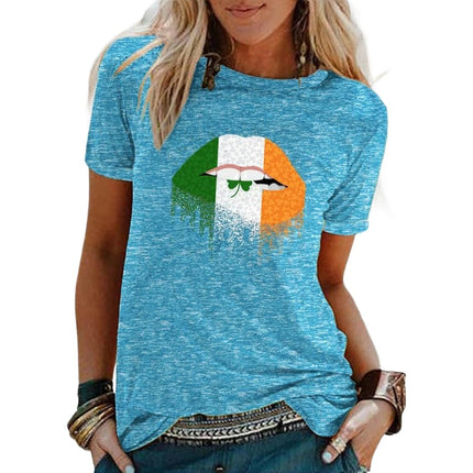 Women's Crew Neck Graphic T Shirts Print Short Sleeve Casual Summer Tops