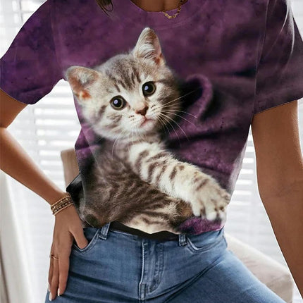 Women's Summer Tops Trendy Short Sleeve Shirts Printed Crewneck Tee