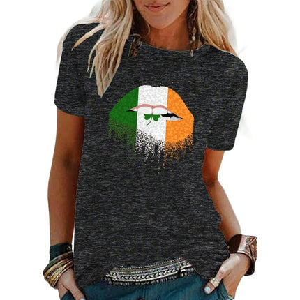 Women's Crew Neck Graphic T Shirts Print Short Sleeve Casual Summer Tops