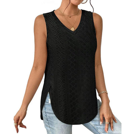Womens Tank Tops V Neck Embroidery Casaul Sleeveless Shirts