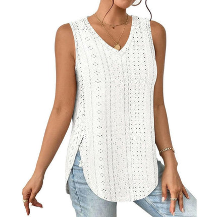 Womens Tank Tops V Neck Embroidery Casaul Sleeveless Shirts