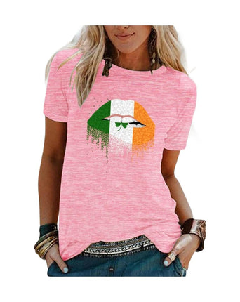 Women's Crew Neck Graphic T Shirts Print Short Sleeve Casual Summer Tops