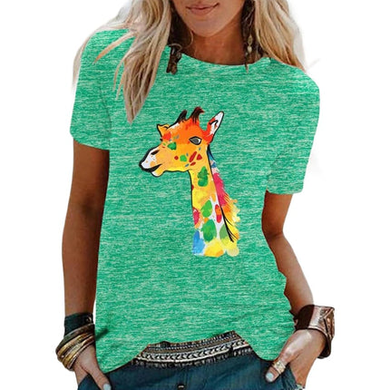 Women's Tops Casual Funny Print Graphic Tee Crew Neck Short Sleeve Summer T Shirts