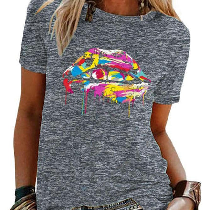 Women's Funny Print T Shirts Graphic Tees Short Sleeve Round Neck Summer Tops