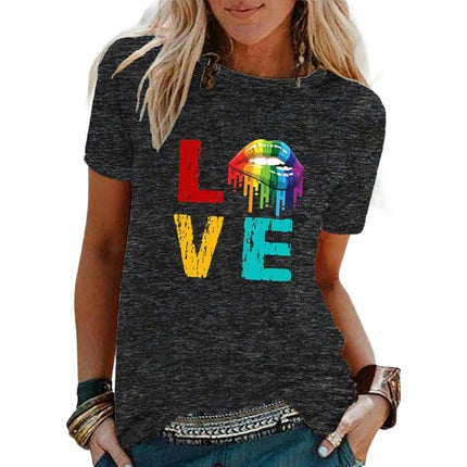 Womens Short Sleeve Graphic Tops Round Neck Tees Summer Cute T Shirts