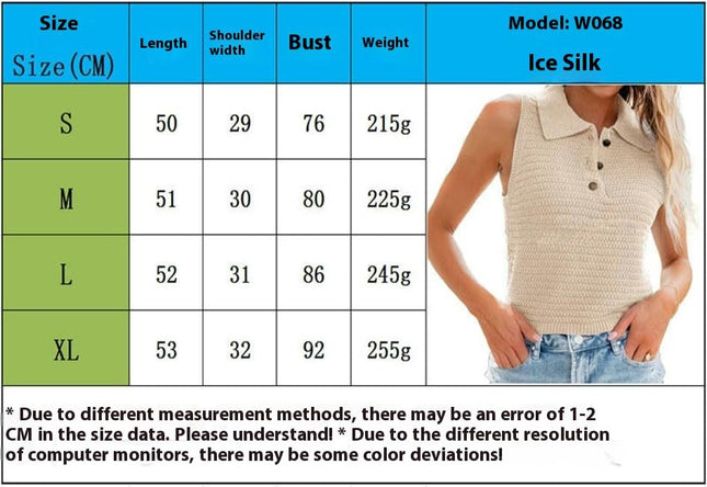 Womens Summer Button Down Collar Sleeveless Knit Slim Crop Tank Tops