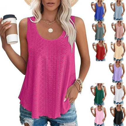 Womens Tank Tops Summer Casual Crew Neck Sleeveless s Top Loose Fit Shirts