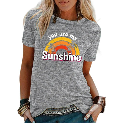 Womens T Shirt Summer Graphic Short Sleeve Crewneck Tees Casual Tops