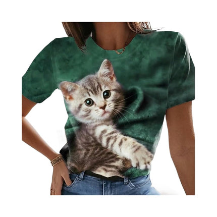 Women's Summer Tops Trendy Short Sleeve Shirts Printed Crewneck Tee