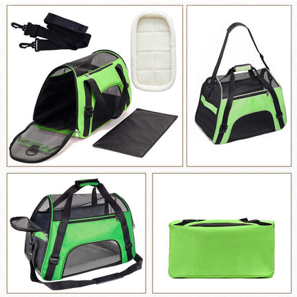 Soft Side Pet Carrier Travel Bag Small Dogs, Medium Sized Cats Rabbits, Comes Shoulder Strap, Safety Buckle Zippers, Newly Designed (M,Green)