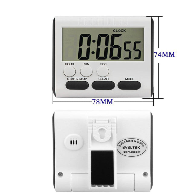 2 Pack Digital Kitchen Alarm Timer/Clock with Large LCD Display Loud Sounding Alarm,Countdown or CountUp for Cooking/School/Games (Black Key)
