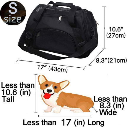 Soft Sided Small Pet Carrier Travel Bag with Shoulder Strap & Removable Plush Mat for Cats Kitten Rabbits and Other Ultra Small Animals (S, Black)