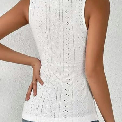 Women Summer Button Tank Top Casual V Neck Pleated Sleeveless Blouse