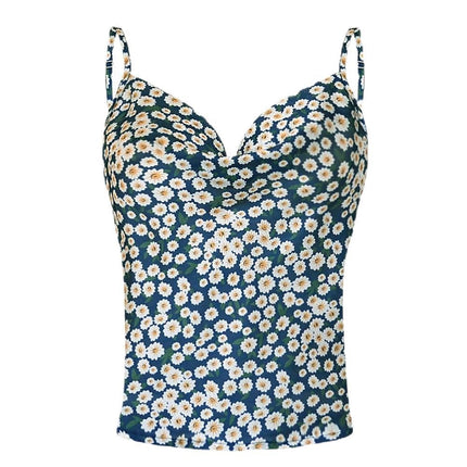 Women's Summer Satin Cami Top Spaghetti Strap V Neck Sleeveless Tops