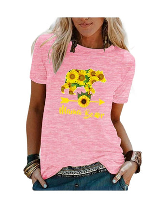 Women's Graphic Print Tops Casual Short Sleeve Summer Crew Neck T Shirt