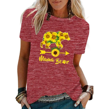 Women's Graphic Print Tops Casual Short Sleeve Summer Crew Neck T Shirt