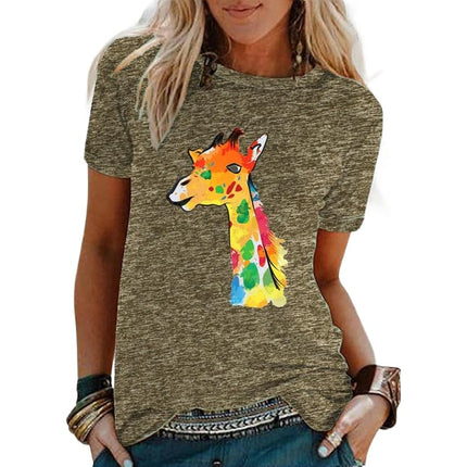 Women's Tops Casual Funny Print Graphic Tee Crew Neck Short Sleeve Summer T Shirts