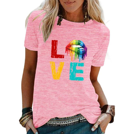 Womens Short Sleeve Graphic Tops Round Neck Tees Summer Cute T Shirts