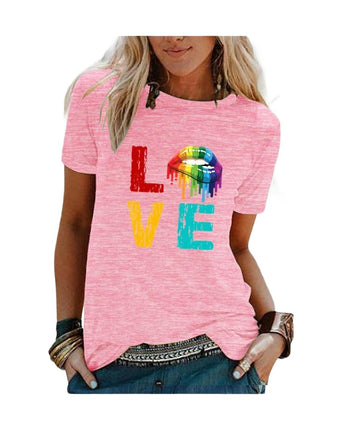 Womens Short Sleeve Graphic Tops Round Neck Tees Summer Cute T Shirts