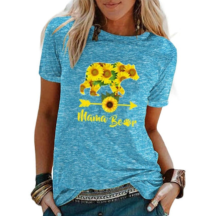 Women's Graphic Print Tops Casual Short Sleeve Summer Crew Neck T Shirt