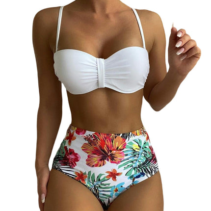 Women's 3 Piece Halter Triangle Tie Side Bikini Swimsuit with Long Sleeves Cover Up Set