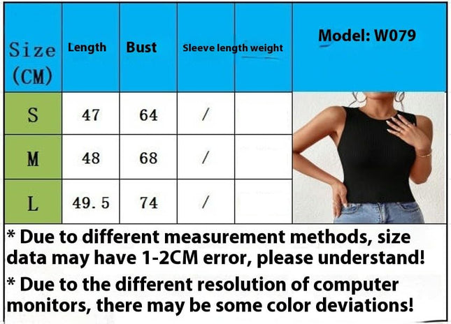 Women's Casual Ribbed Knit Crew Neck Sleeveless Backless Tank Top