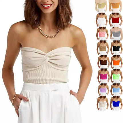 Women's Scoop Neck Crop Tank Top Spaghetti Straps Sleeveless Slim Fit Tops