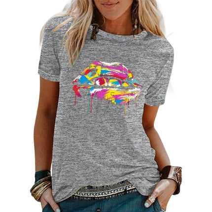 Women's Funny Print T Shirts Graphic Tees Short Sleeve Round Neck Summer Tops