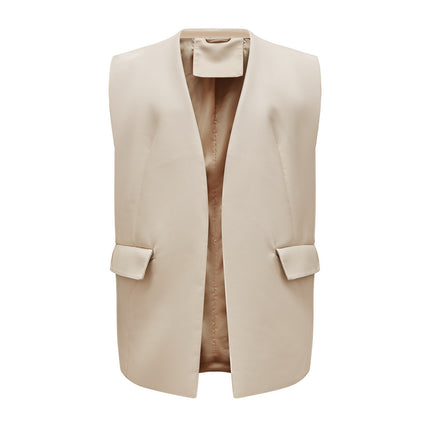 Women's faux leather sleeveless waistcoat front back styling and design details 17