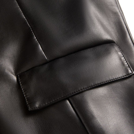 Women's faux leather sleeveless waistcoat front back styling and design details 29