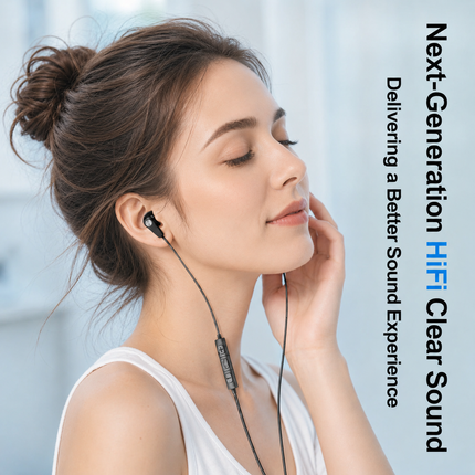 2026 New Design Wired Earphones, USB-C Type-C or 3.5mm Jack, HiFi Sound, Clear Calls, Mic, Remote Control, Deep Bass, Low Latency, Ergonomic In-Ear Fit, Tangle-Free, Waterproof, for iPhone 15/16/17, Android, Galaxy, OPPO, AQUOS, Xperia, PU Pouch (Black)