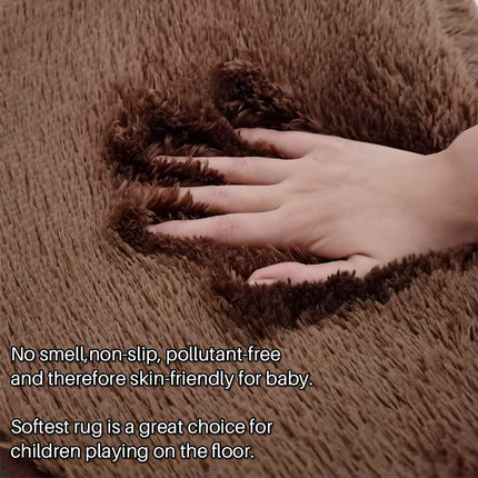 Area Rugs, Home Decor Super Soft Touch Feeling Indoor Modern Shaggy Fluffy Carpet Anti-Skid Area Rug Comfortable Memory Foam Padding for Living Room Bedroom Grey