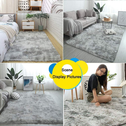 Ultra Soft Indoor Modern Area Rugs Fluffy Carpets Anti-Skid Shaggy Area Rug Floor Mat Suitable for Living Room Children Bedroom Home Decor Rugs 5 Feet by 8 Feet (Silver Grey)