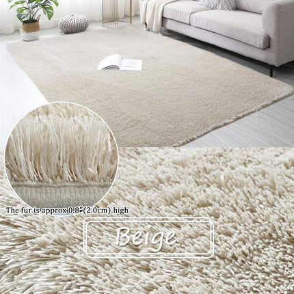 Area Rugs, Home Decor Super Soft Touch Feeling Indoor Modern Shaggy Fluffy Carpet Anti-Skid Area Rug Comfortable Memory Foam Padding for Living Room Bedroom Grey
