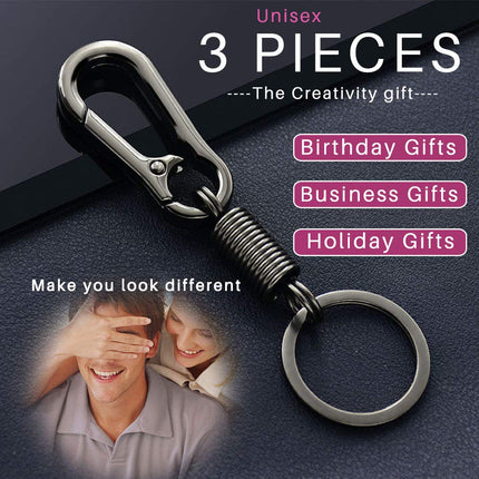 3 Pack Retro Key chain, Carabiner Shape Keychain, Simple Fashion Style Key Chain Ring Keyring Key Holder for Women and Men (Gun Color)