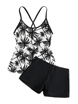 Bathing Suit for Women Two Piece Tankini Swimsuit Tummy Control Halter Top with Shorts