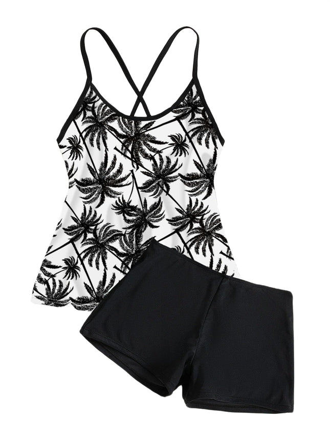 Bathing Suit for Women Two Piece Tankini Swimsuit Tummy Control Halter Top with Shorts